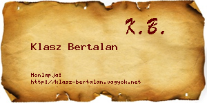 Klasz Bertalan névjegykártya